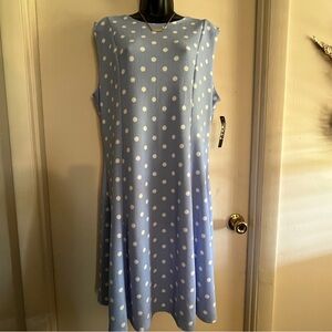 NEW WITH TAG - Proof New York Blue Polka Dot Midi Dress 1X